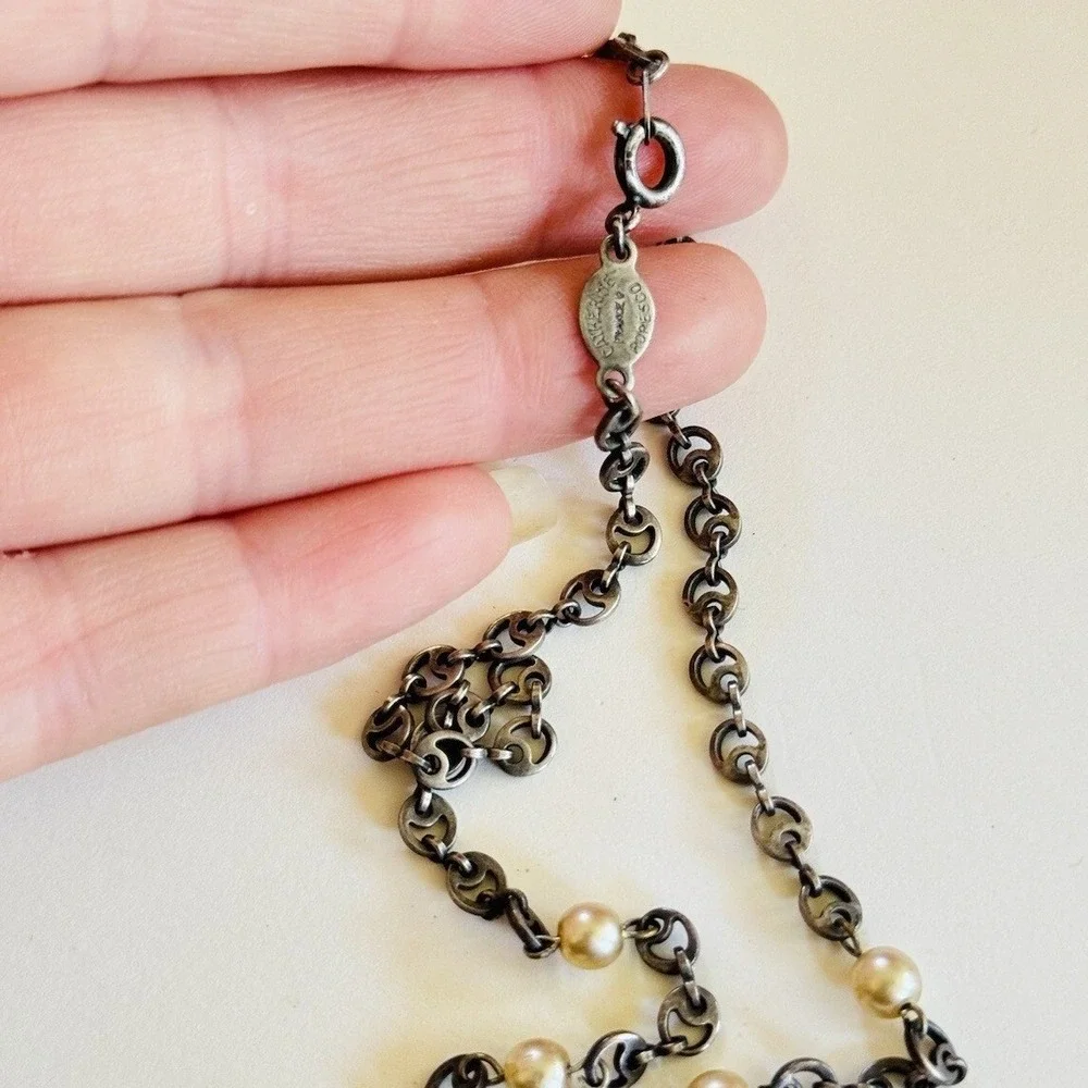 La Vie Parisienne Catherine Popesco France Necklace Pearl Rhinestone Jeweled 16